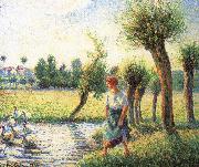 Camille Pissarro Ludas bank on women oil on canvas